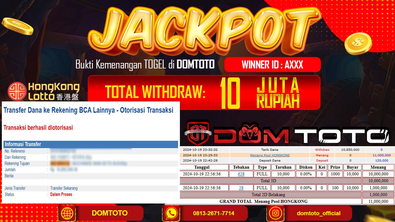 JACKPOT TOGEL HONGKONG LOTTO 19 OKTOBER 2024